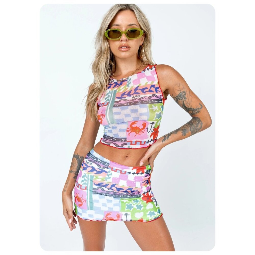 !! Princess Polly Ace Mesh Sleeveless Crop Top sz US 8 - Picture 3 of 8